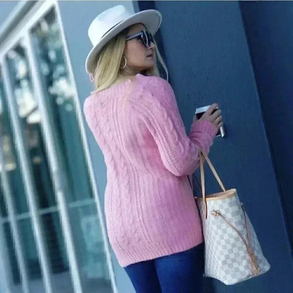 COZY DOLLZ Pink Cable Knit Sweater - Picture 4 of 7